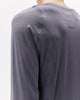 Gray long-sleeve shirt with a logo on the back against a white background