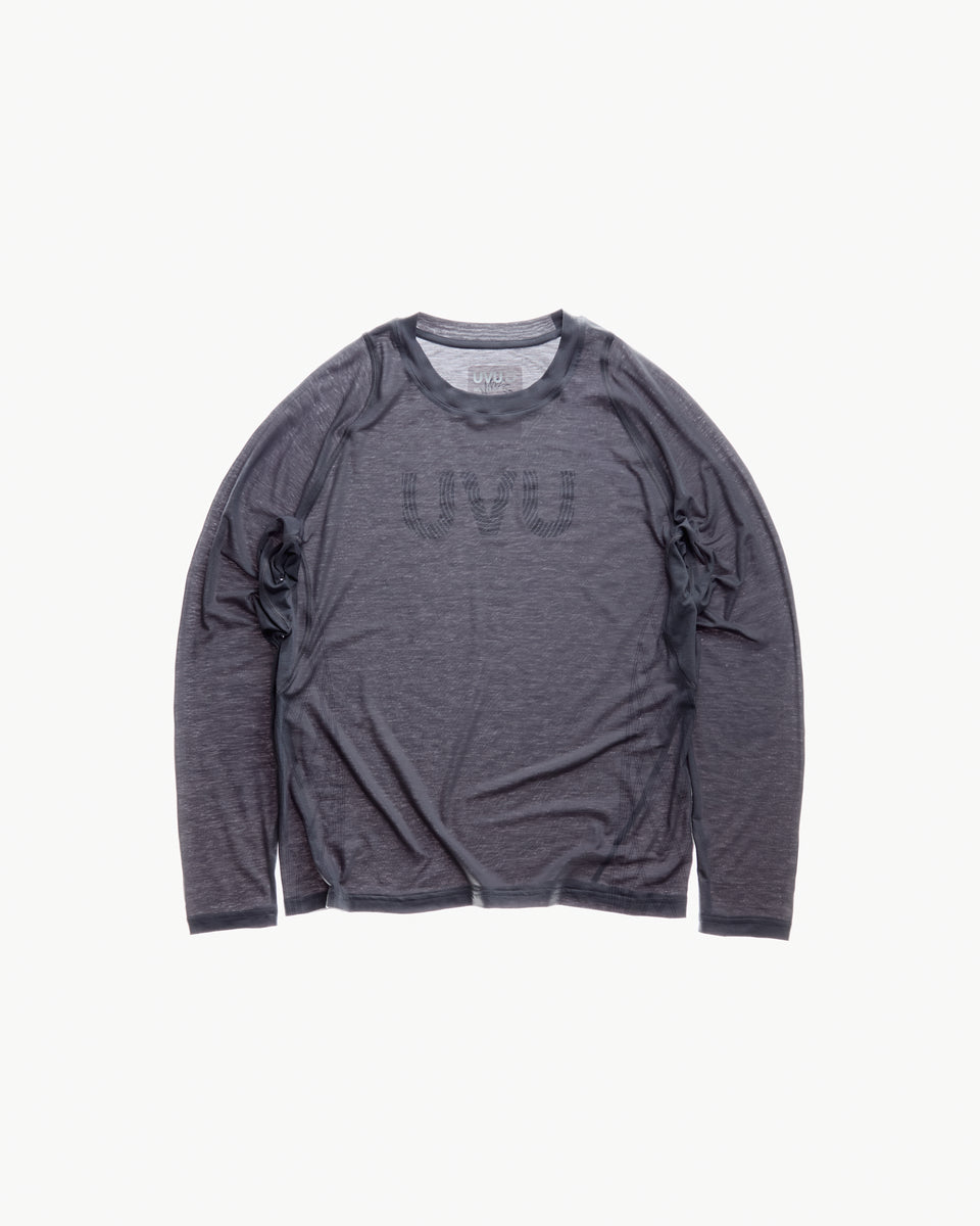 ウォーキング・ランニングウェア UVU OUTLINE T-SHIRT Washed Grey Running UVU | Lightweight Long Sleeved Running T-Shirt | Mens | Grey