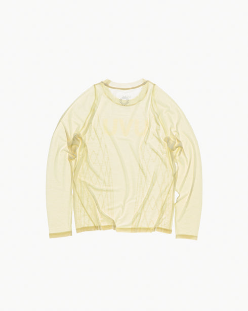 Light yellow long-sleeve shirt on a white background