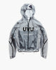 Gray transparent jacket with 'UVU' branding on a white background